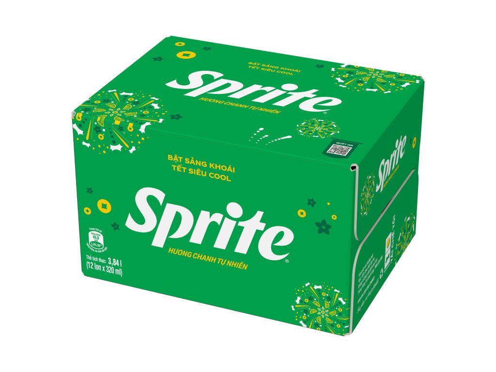 Thùng 12 lon nước ngọt Sprite hương chanh 320ml