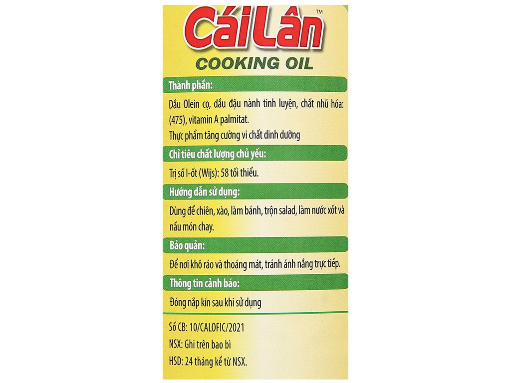 Dầu thực vật tinh luyện Cái Lân can 2 lít (5)