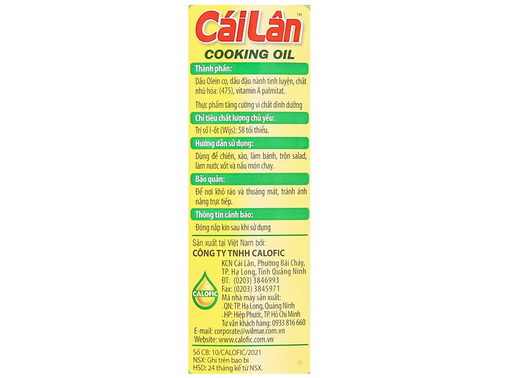 Dầu thực vật tinh luyện Cái Lân can 5 lít (5)