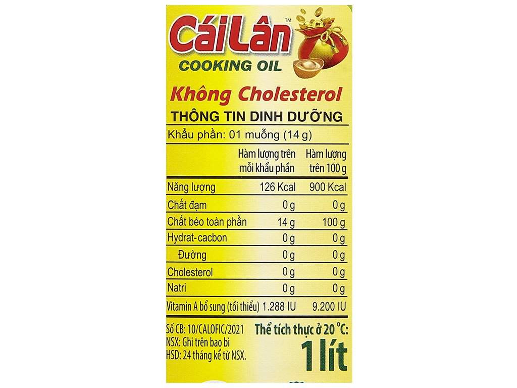 Dầu thực vật tinh luyện Cái Lân chai 1 lít (3)