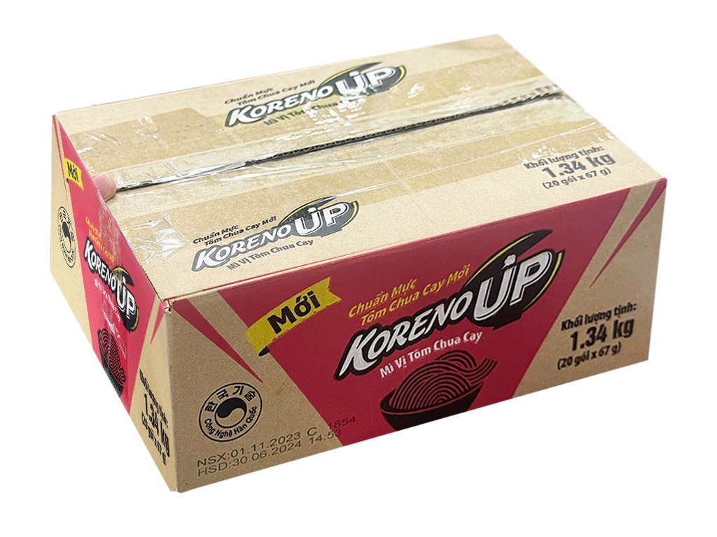 Thùng 20 gói mì Koreno Up tôm chua cay 67g (1)