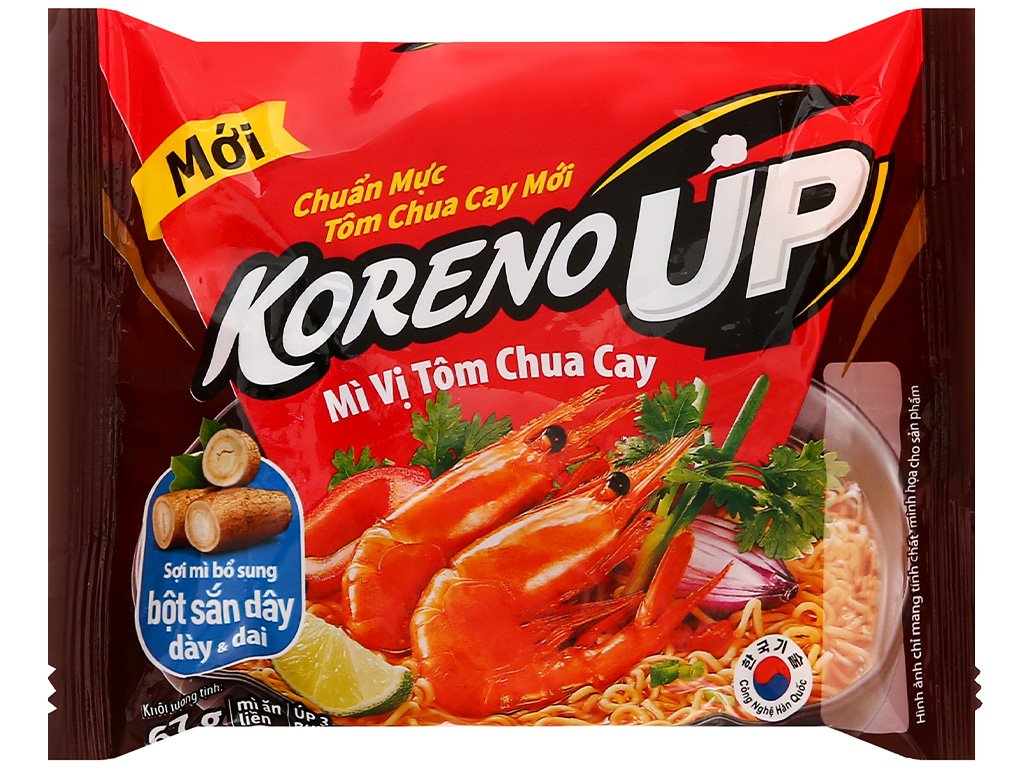 Thùng 20 gói mì Koreno Up tôm chua cay 67g (2)