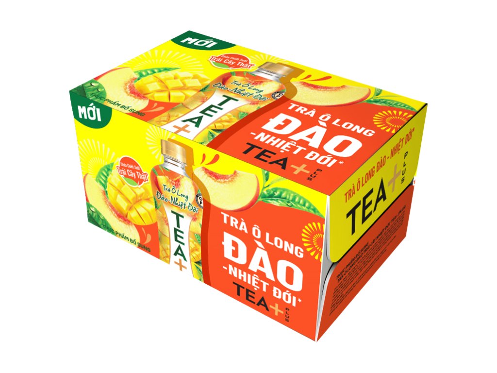 Thùng 24 chai trà ô long Tea Plus vị đào (1)