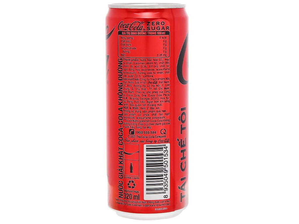 Thùng 24 lon nước ngọt Coca Cola Zero 320ml (3)