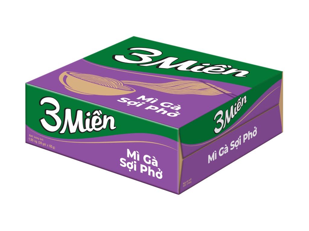 Thùng 30 gói mì 3 Miền gà sợi phở gói 65g (1)