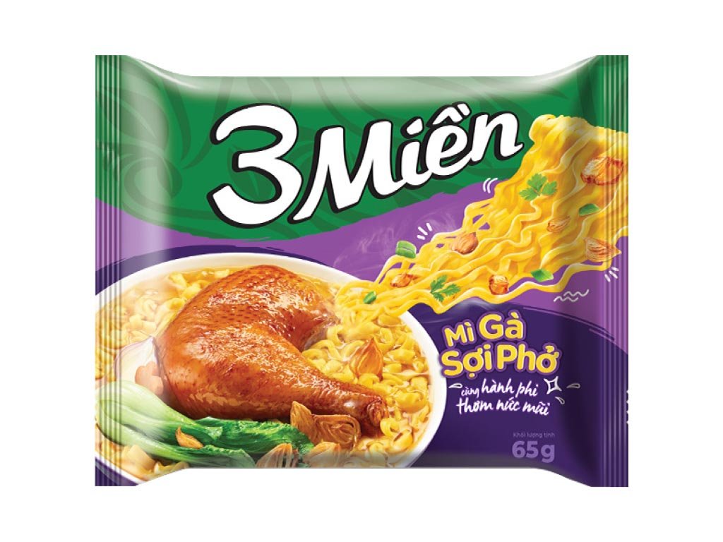 Thùng 30 gói mì 3 Miền gà sợi phở gói 65g (2)