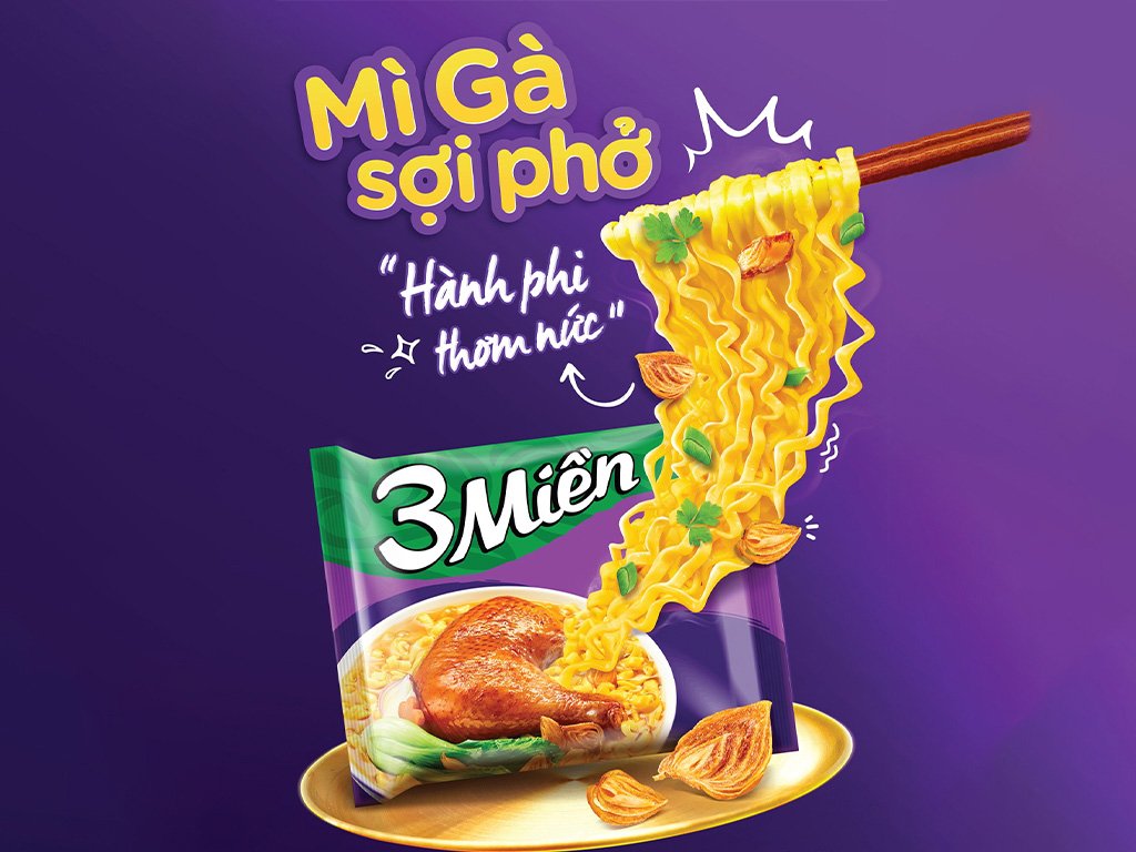 Thùng 30 gói mì 3 Miền gà sợi phở gói 65g (3)