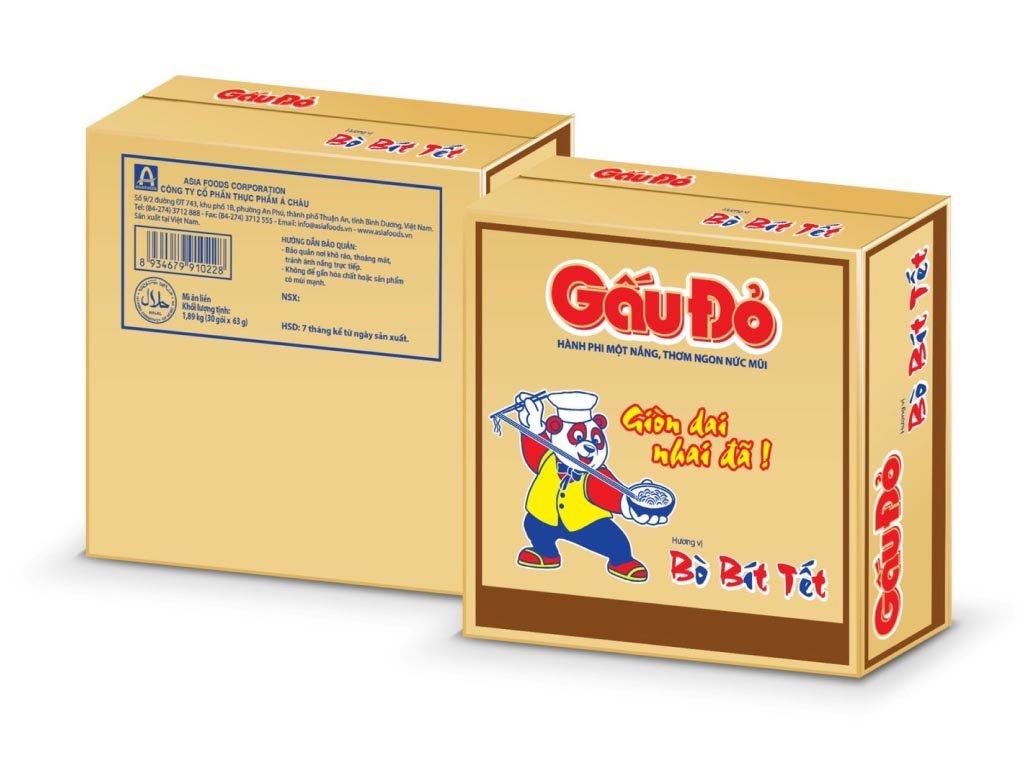 Thùng 30 gói mì Gấu Đỏ bò bít tết 63g (1)