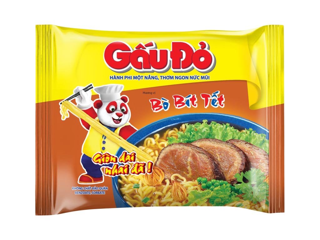 Thùng 30 gói mì Gấu Đỏ bò bít tết 63g (2)