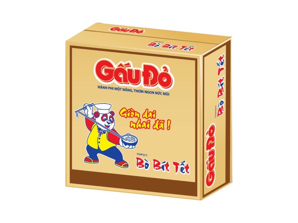 Thùng 30 gói mì Gấu Đỏ bò bít tết 63g