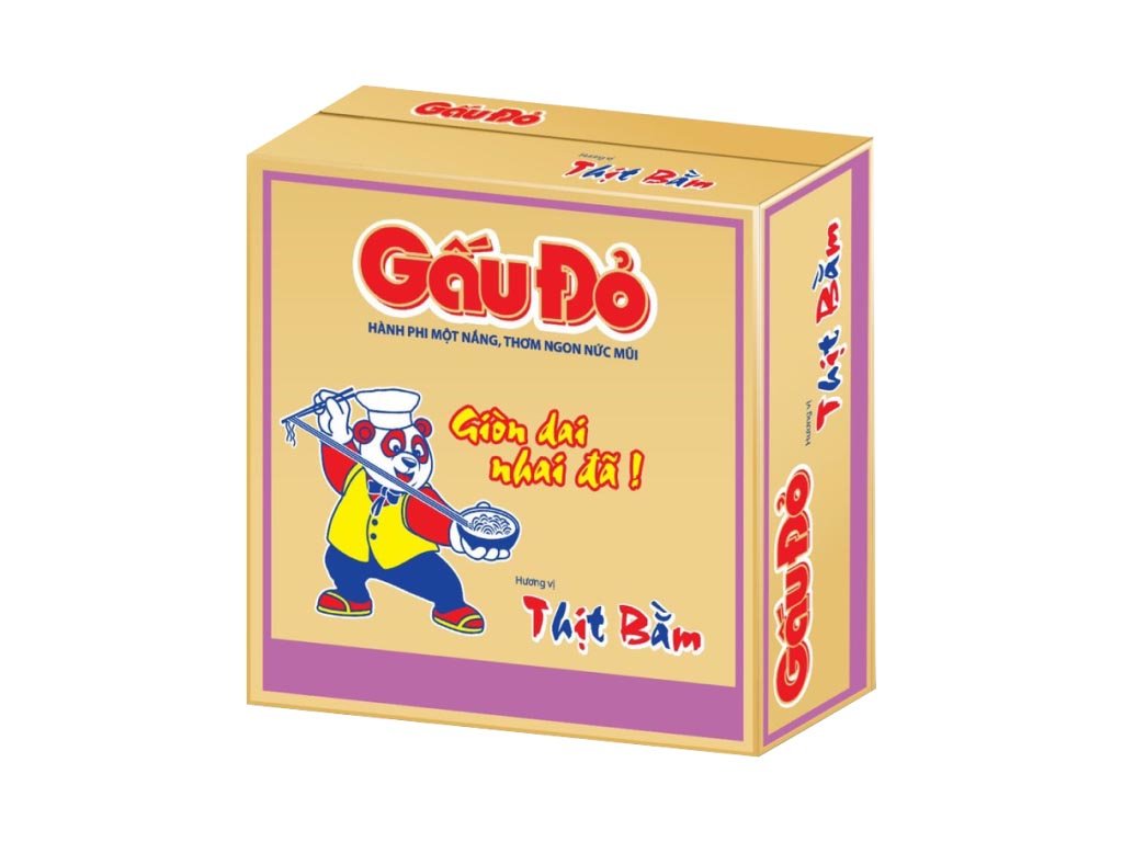 Thùng 30 gói mì Gấu Đỏ thịt bằm 63g (1)