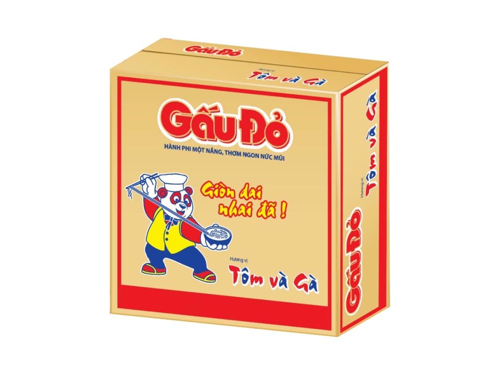 Thùng 30 gói mì Gấu Đỏ tôm và gà 63g (1)