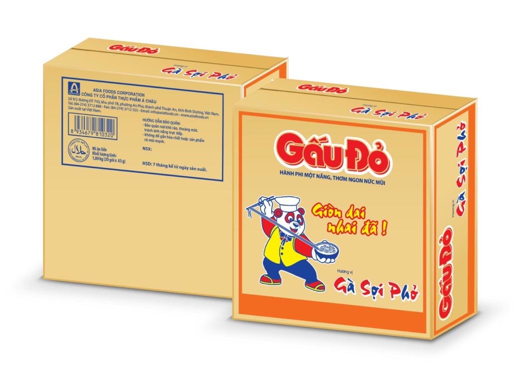 Thùng 30 gói mì gà sợi phở Gấu Đỏ 63g (2)