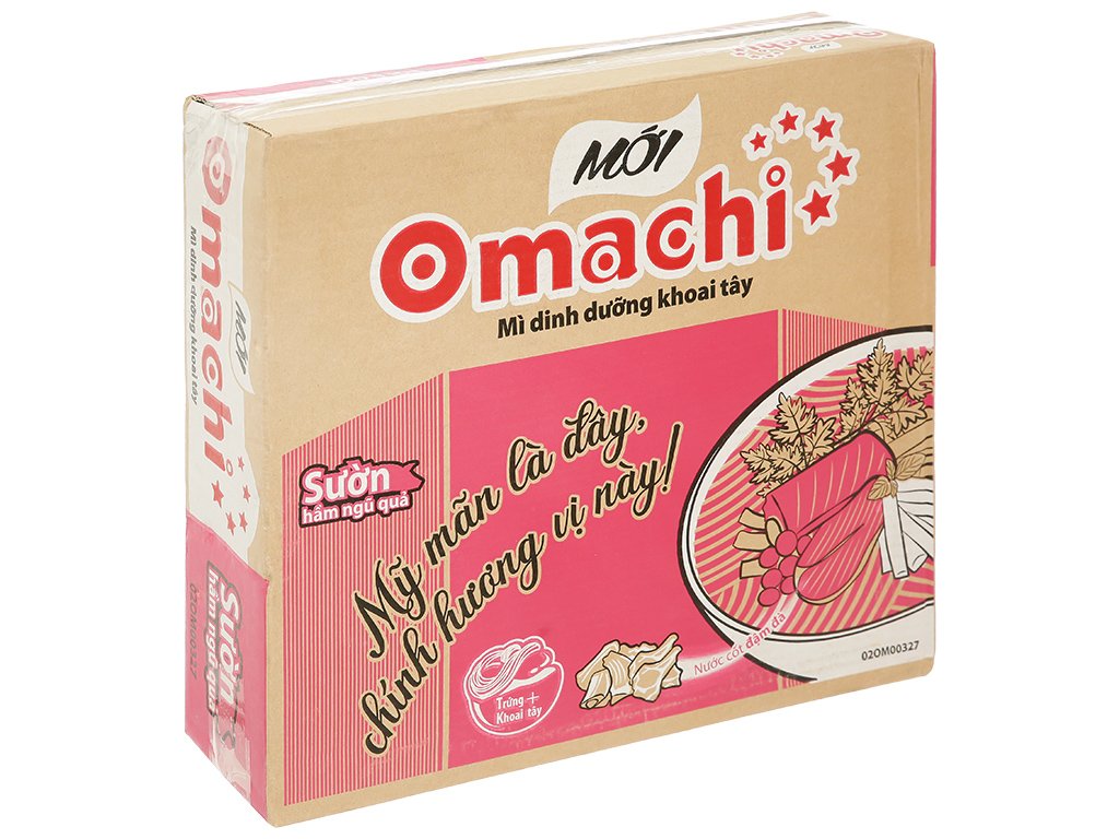 Thùng 30 gói mì khoai tây Omachi sườn hầm ngũ quả 80g (1)