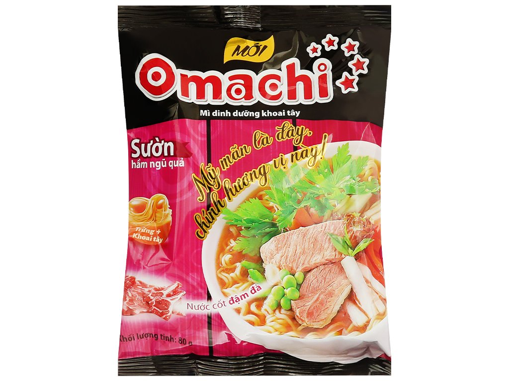 Thùng 30 gói mì khoai tây Omachi sườn hầm ngũ quả 80g (2)