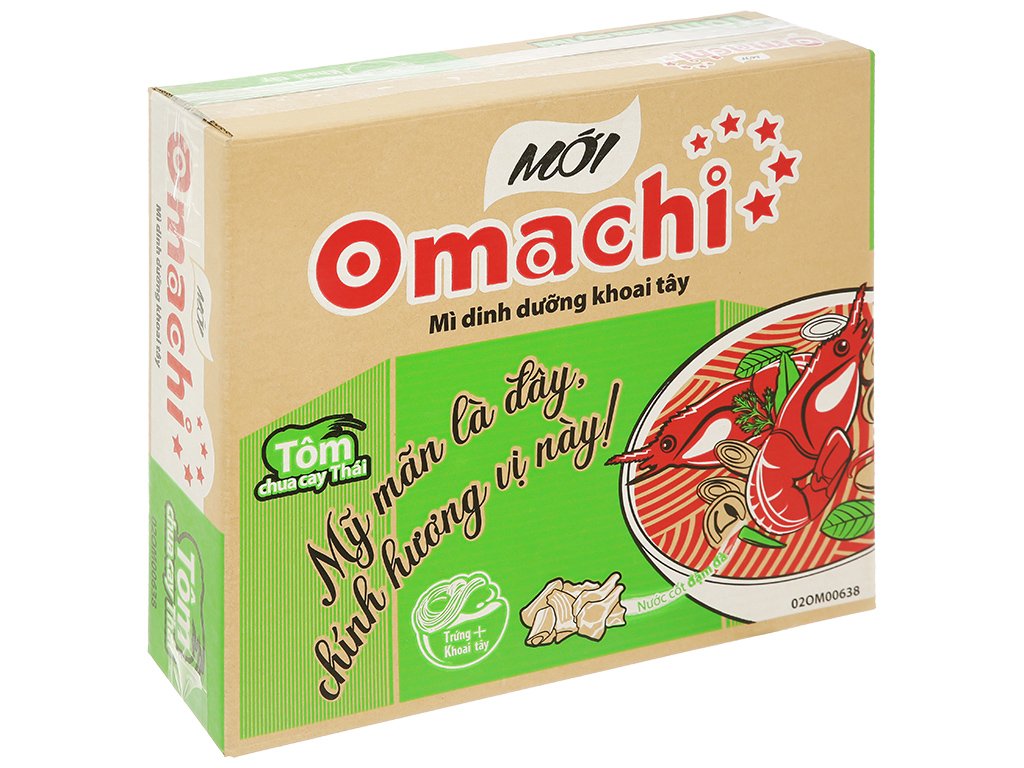 Thùng 30 gói mì khoai tây Omachi tôm chua cay Thái 80g (1)