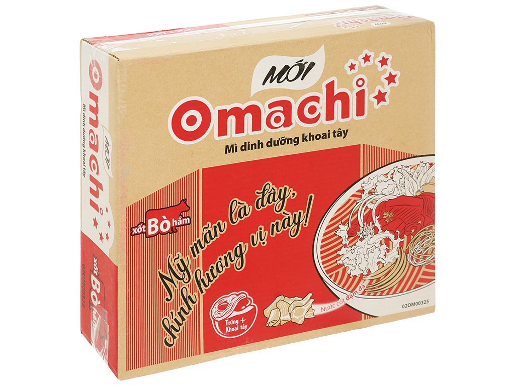 Thùng 30 gói mì khoai tây Omachi xốt bò hầm 80g (1)