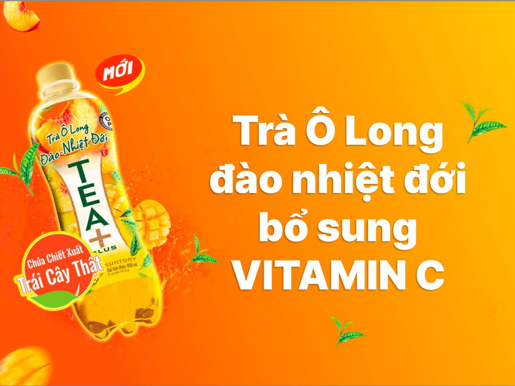 Thùng 24 chai trà ô long Tea Plus vị đào